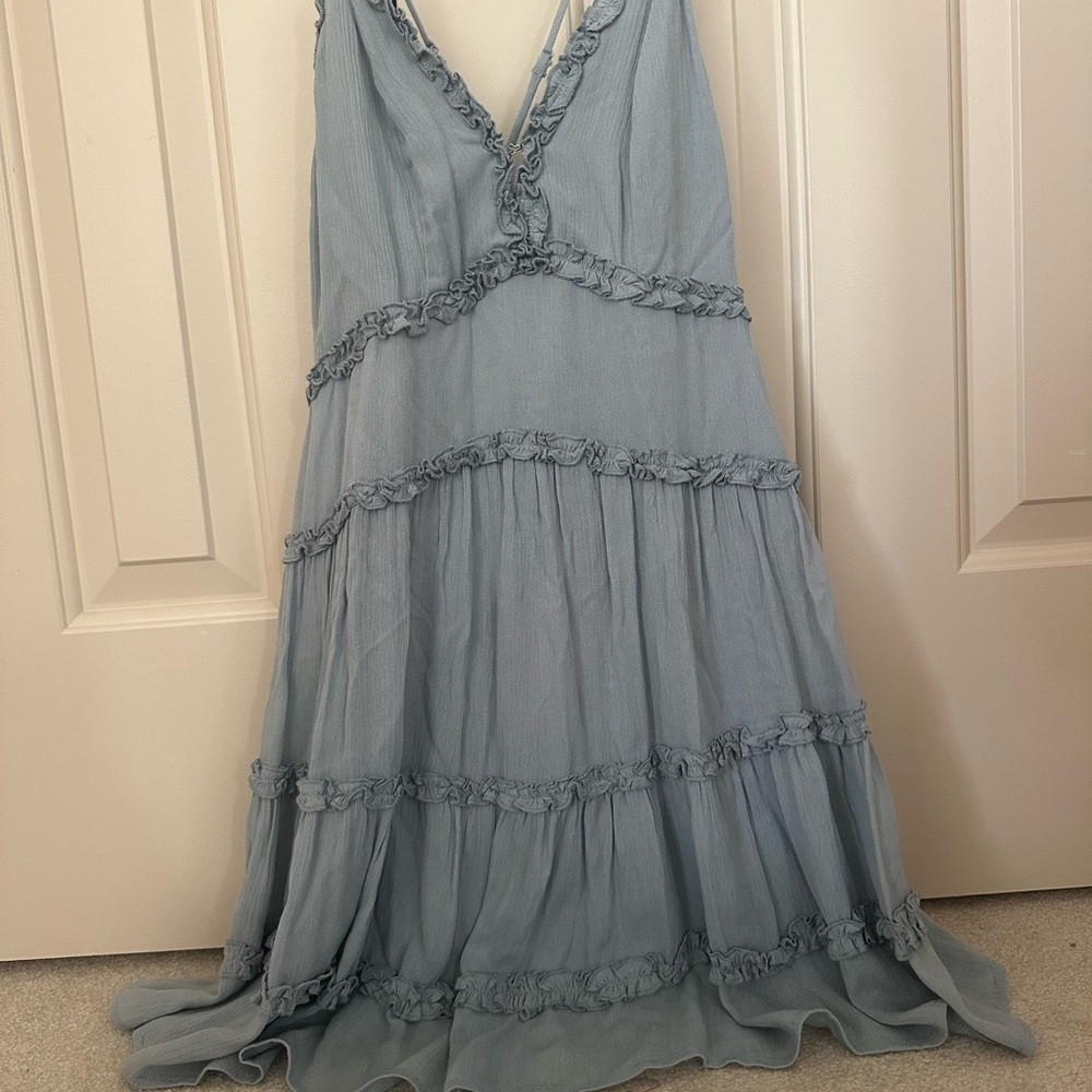 Chic Mini Frill Dress- Quiet Storm